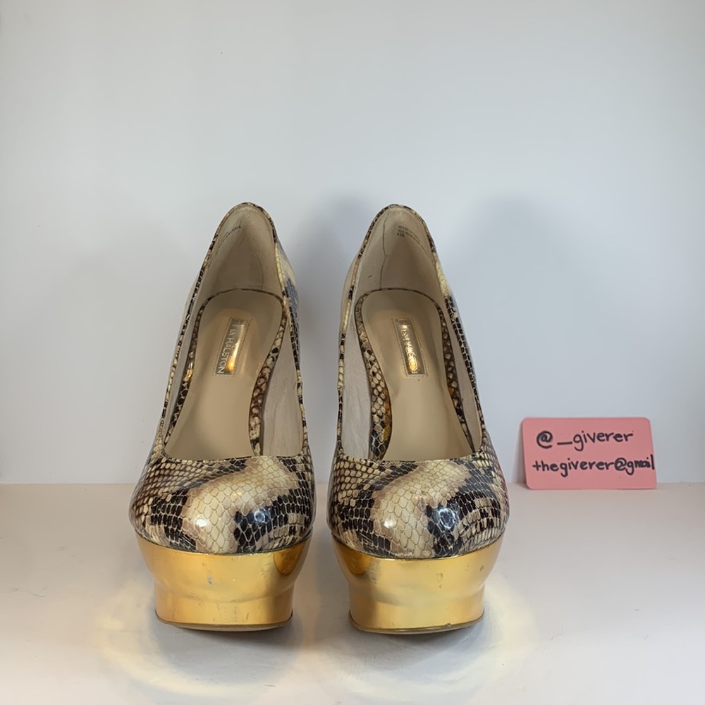 8.5 Python & Gold Double Platform Stilettos H By … - image 4